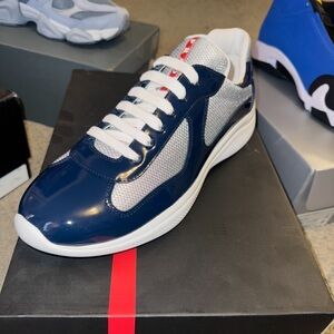 Prada Men's Blue and White Sneakers